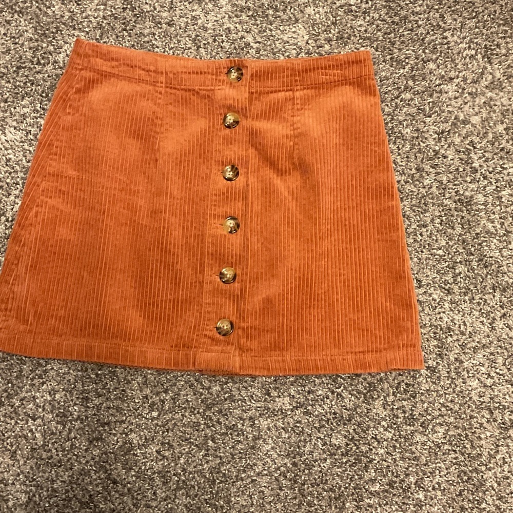 Forever 21 Orange Corduroy Mini Skirt